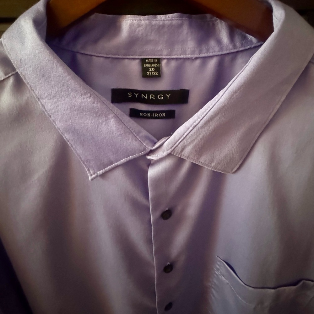 SYNRGY Big/Tall Men’s Long Sleeve Button Up Shirt - Purple - Size 37/38 - EUC - Picture 2 of 3